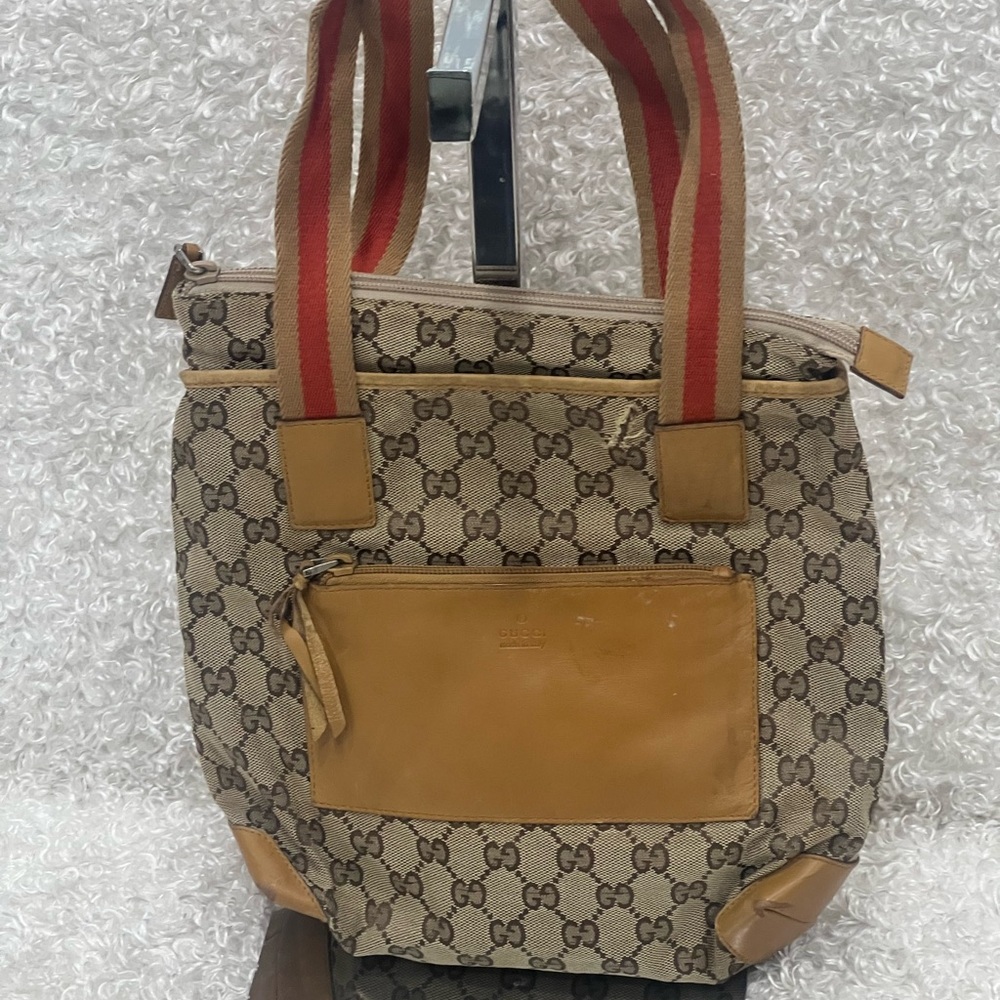 GUCCI GG Canvas Sherry Line Tote Bag
